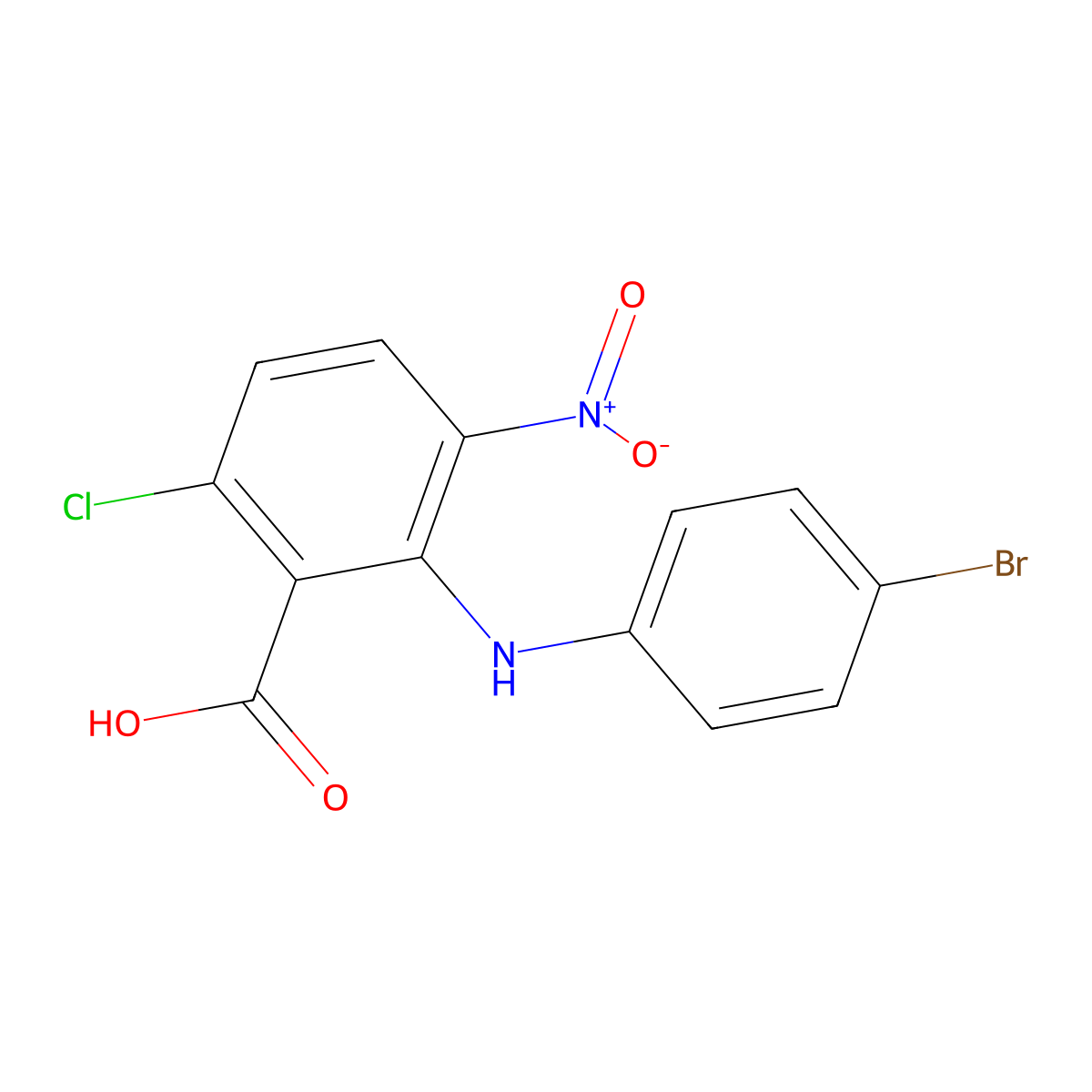 2-[(4-Bromophenyl)amino]-6-chloro-3-nitrobenzoic acid molecular structure, CAS 55776-11-9