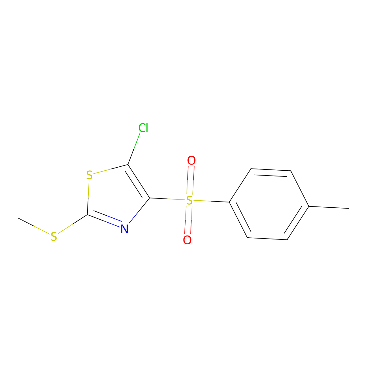 5-Chloro-4-(4-methylphenyl)sulfonyl-2-methylsulfanyl-1,3-thiazole molecular structure, CAS 557773-63-4