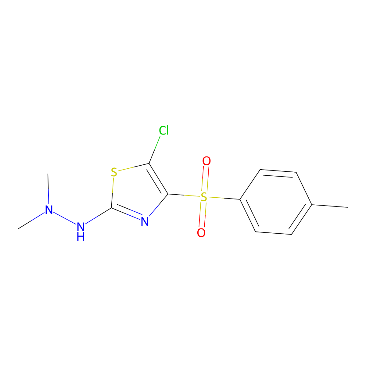2-[5-Chloro-4-(4-methylphenyl)sulfonyl-1,3-thiazol-2-yl]-1,1-dimethylhydrazine molecular structure, CAS 557773-70-3