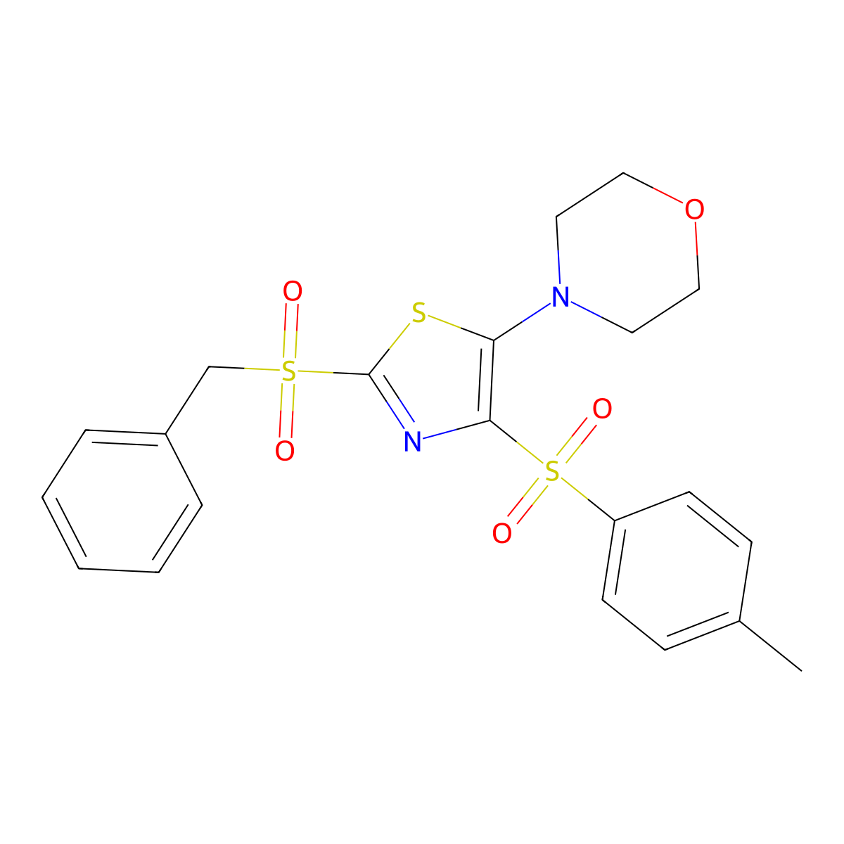 4-(2-(Benzylsulfonyl)-4-tosylthiazol-5-yl)morpholine molecular structure, CAS 557773-84-9