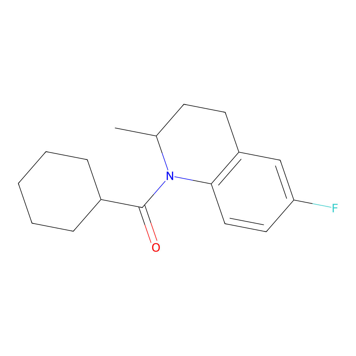 Cyclohexyl-(6-fluoro-2-methyl-3,4-dihydro-2H-quinolin-1-yl)methanone molecular structure, CAS 557775-34-5