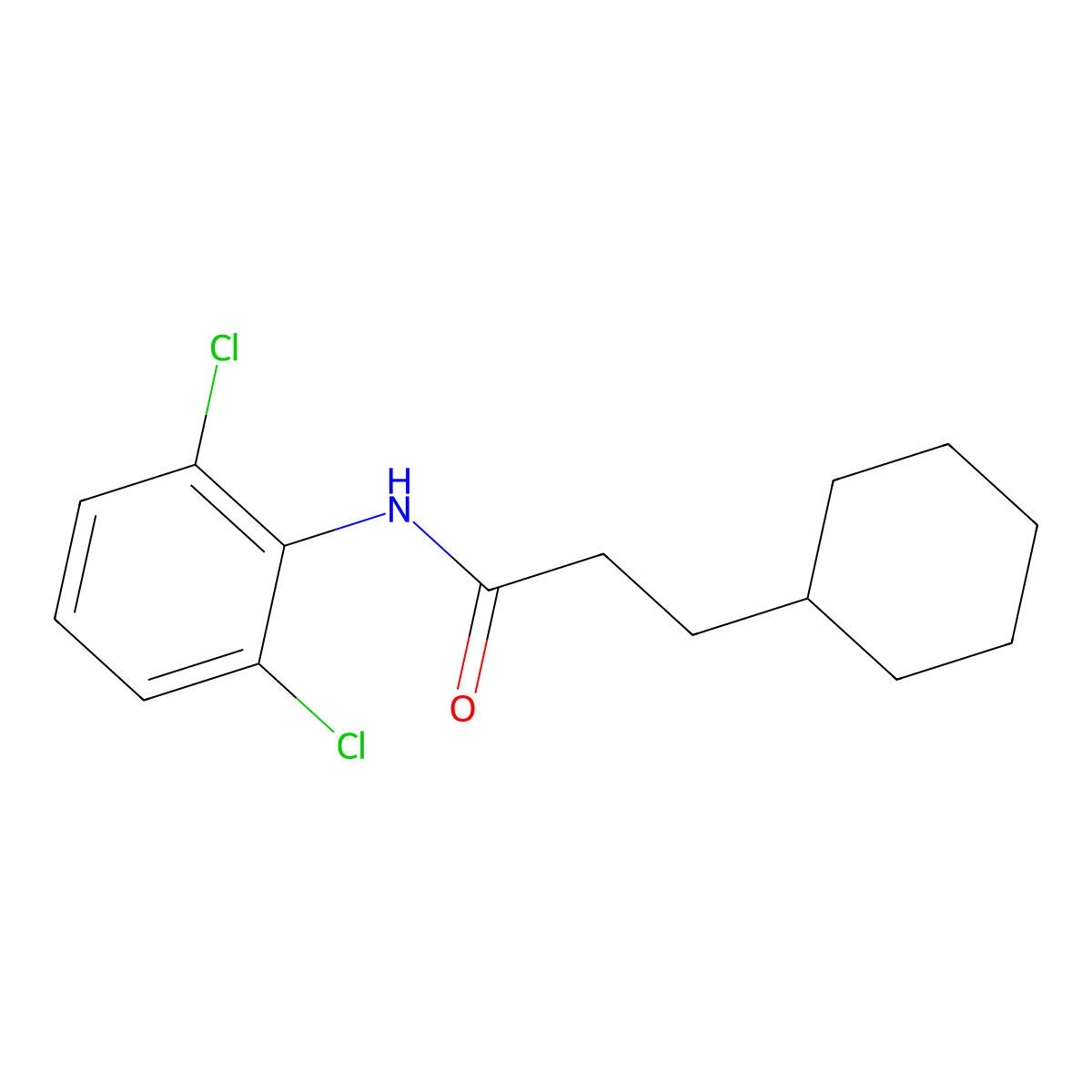 3-cyclohexyl-N-(2,6-dichlorophenyl)propanamide molecular structure, CAS 557776-79-1