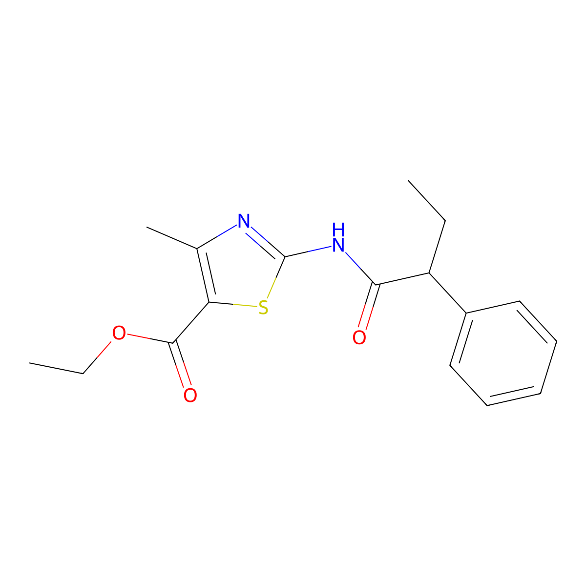 Ethyl 4-methyl-2-[(2-phenylbutanoyl)amino]-1,3-thiazole-5-carboxylate molecular structure, CAS 557776-99-5