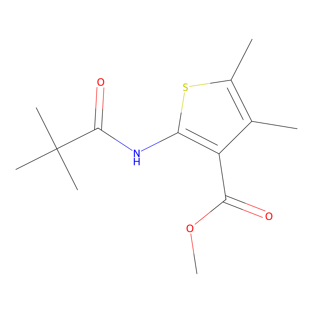 Methyl 4,5-dimethyl-2-pivalamidothiophene-3-carboxylate molecular structure, CAS 557777-07-8