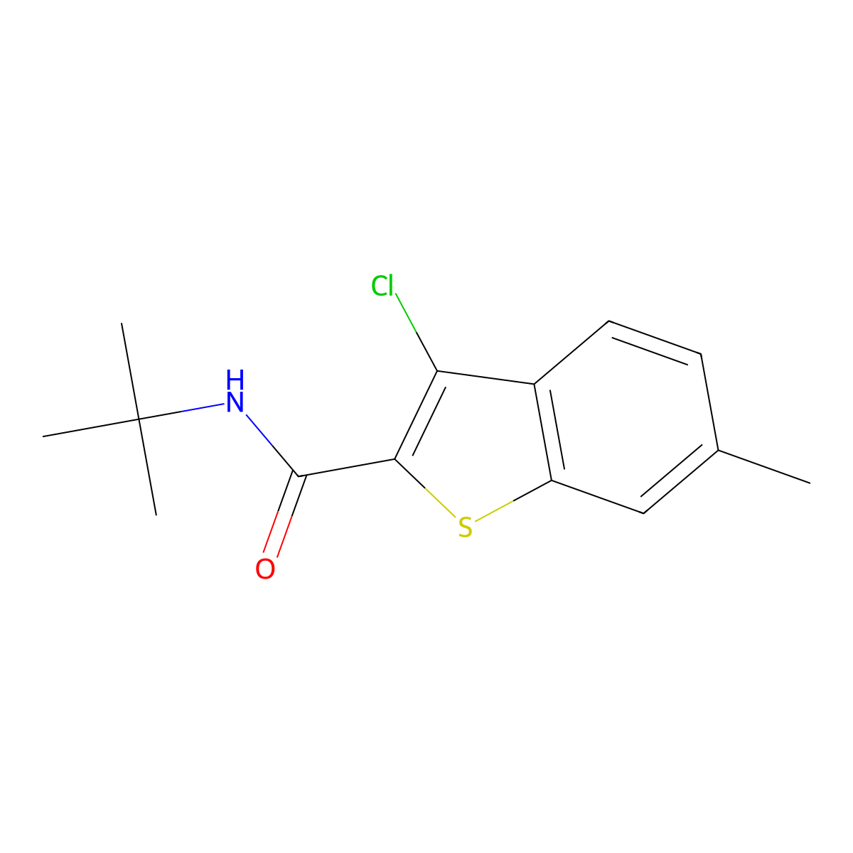 N-tert-butyl-3-chloro-6-methyl-1-benzothiophene-2-carboxamide molecular structure, CAS 557777-65-8
