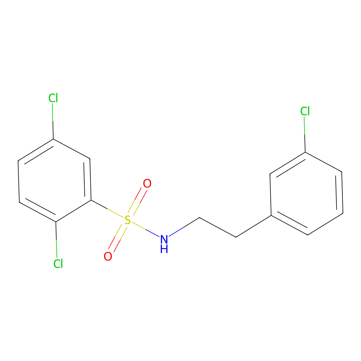 2,5-dichloro-N-[2-(3-chlorophenyl)ethyl]benzenesulfonamide molecular structure, CAS 557777-92-1