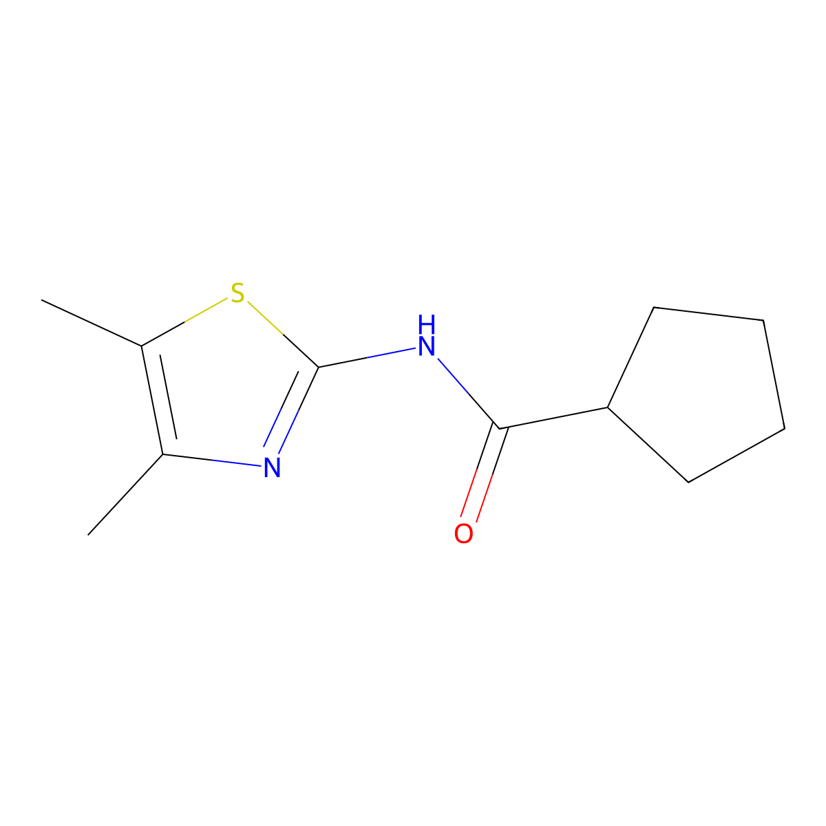 N-(4,5-dimethyl-1,3-thiazol-2-yl)cyclopentanecarboxamide molecular structure, CAS 557778-18-4