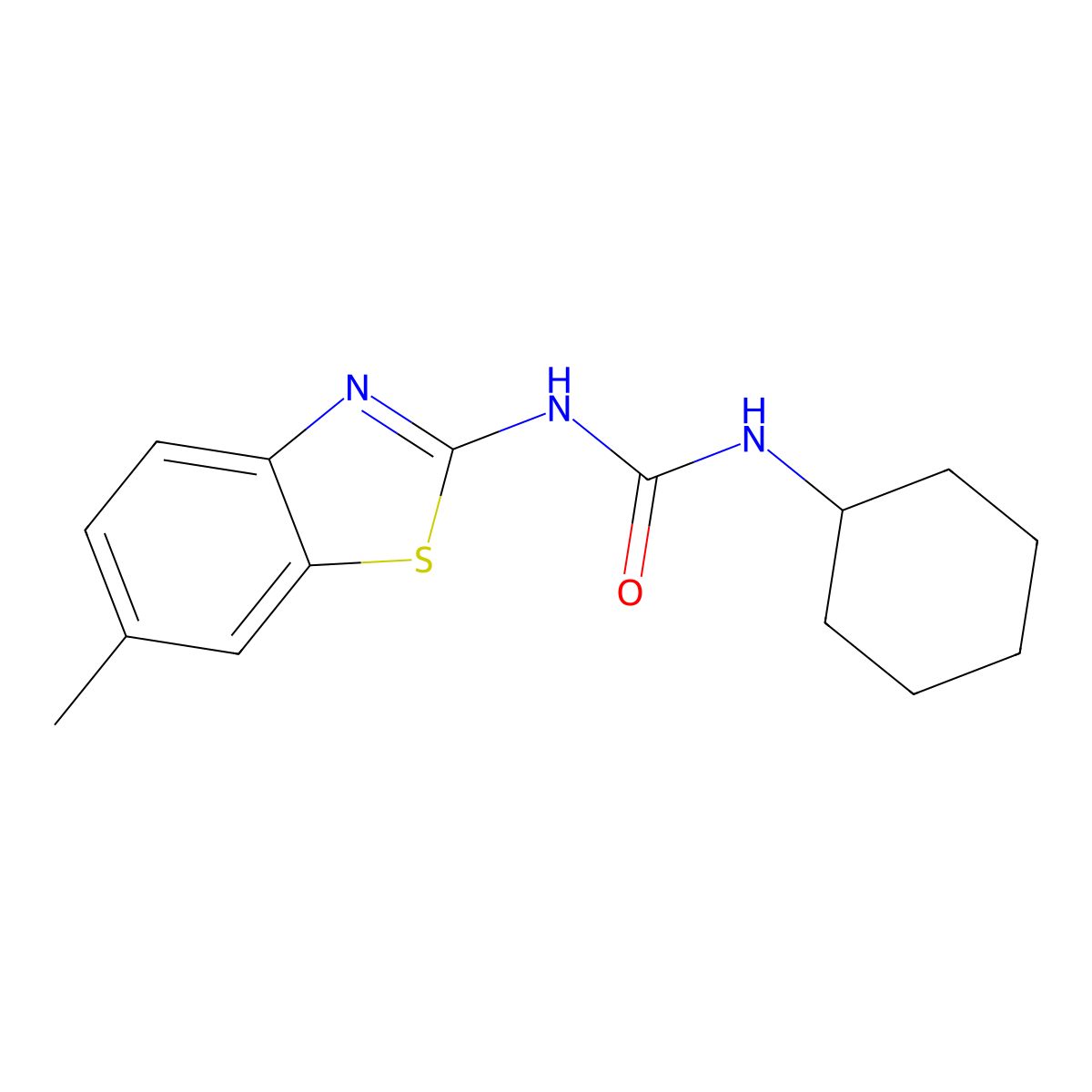 1-Cyclohexyl-3-(6-methyl-1,3-benzothiazol-2-yl)urea molecular structure, CAS 557778-66-2