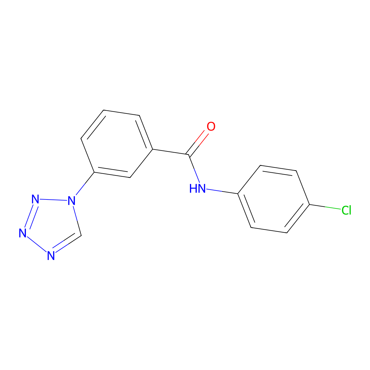 N-(4-chlorophenyl)-3-(tetrazol-1-yl)benzamide molecular structure, CAS 557779-44-9