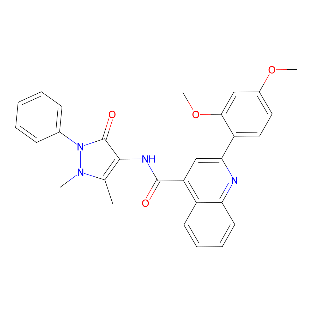 2-(2,4-dimethoxyphenyl)-N-(1,5-dimethyl-3-oxo-2-phenylpyrazol-4-yl)quinoline-4-carboxamide molecular structure, CAS 557779-62-1
