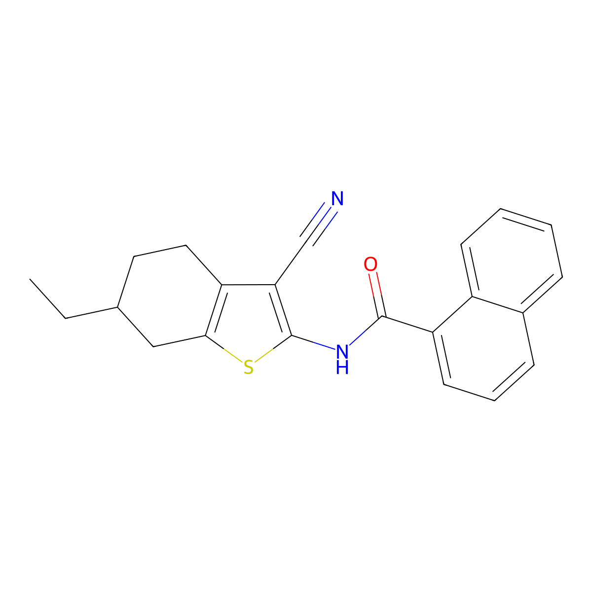 N-(3-cyano-6-ethyl-4,5,6,7-tetrahydro-1-benzothien-2-yl)-1-naphthamide molecular structure, CAS 557780-31-1