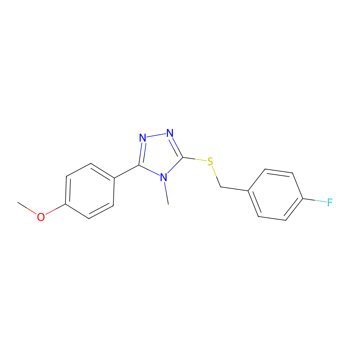 3-[(4-fluorobenzyl)sulfanyl]-5-(4-methoxyphenyl)-4-methyl-4H-1,2,4-triazole molecular structure, CAS 557780-96-8