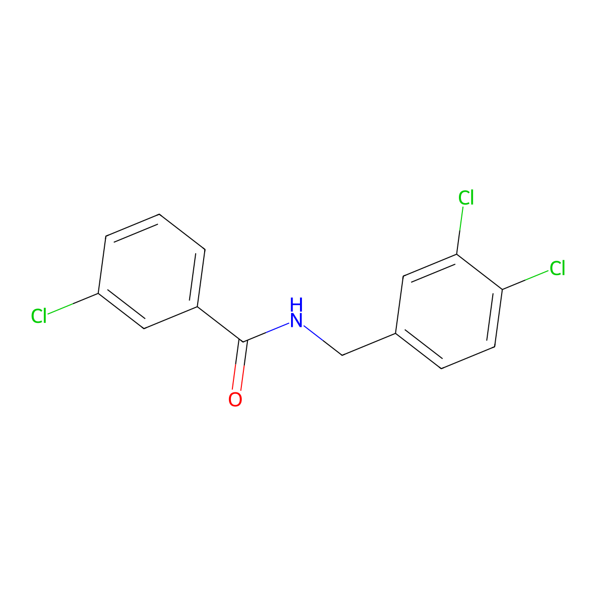 3-chloro-N-(3,4-dichlorobenzyl)benzamide molecular structure, CAS 557781-13-2