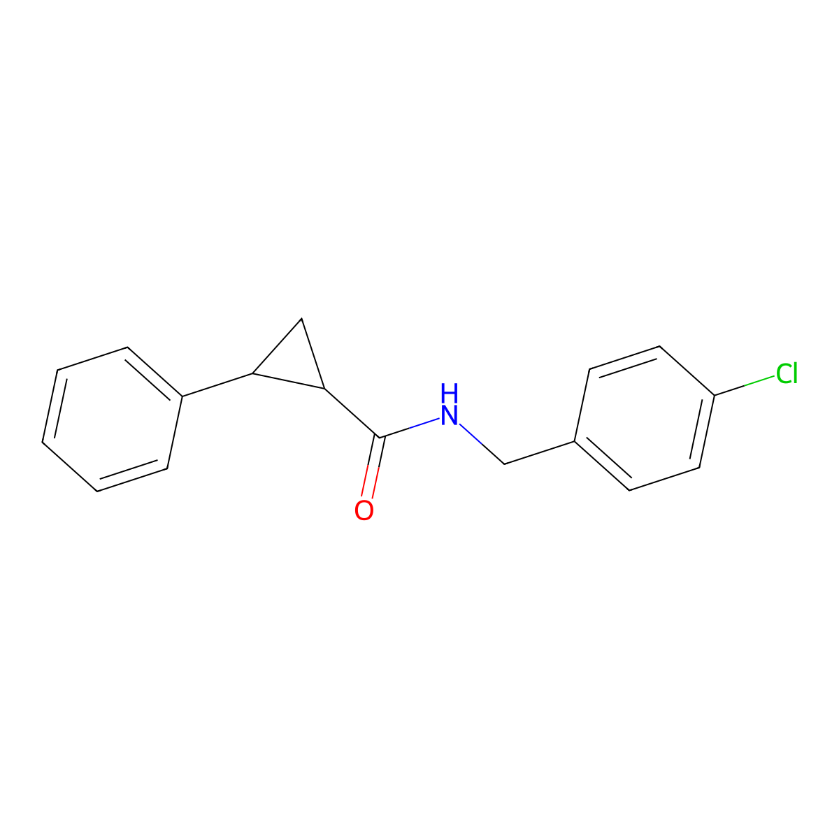 N-[(4-chlorophenyl)methyl]-2-phenylcyclopropane-1-carboxamide molecular structure, CAS 557781-15-4