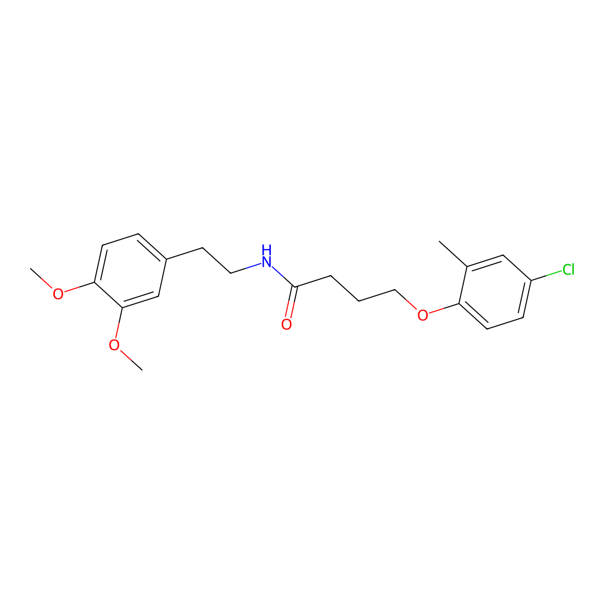 4-(4-chloro-2-methylphenoxy)-N-[2-(3,4-dimethoxyphenyl)ethyl]butanamide molecular structure, CAS 557781-65-4