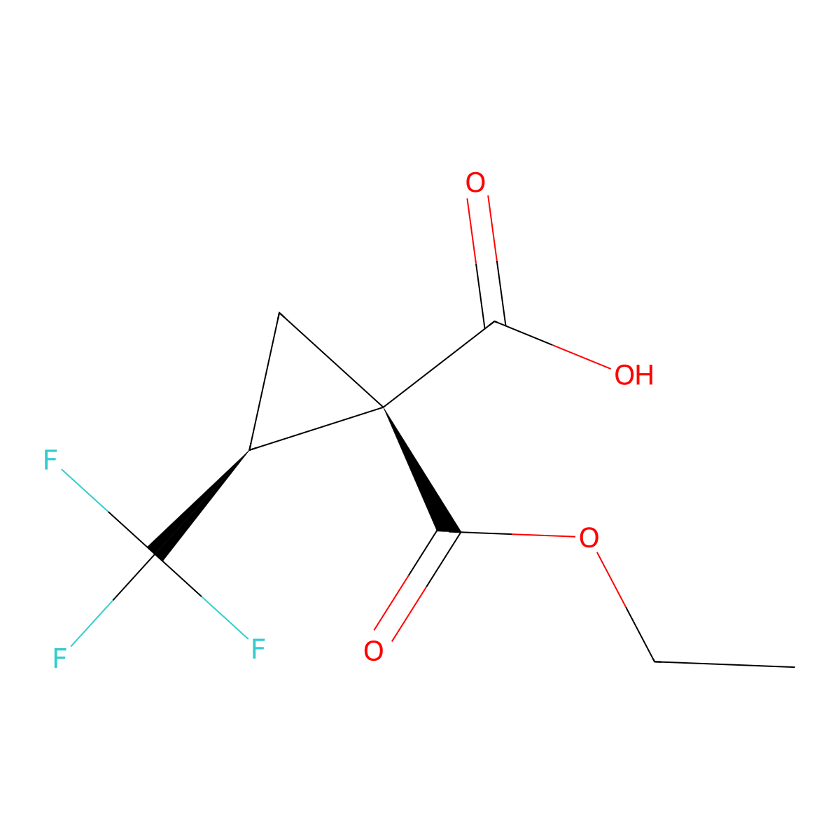 rac-(1R,2S)-1-(ethoxycarbonyl)-2-(trifluoromethyl)cyclopropane-1-carboxylic acid molecular structure, CAS 557796-54-0