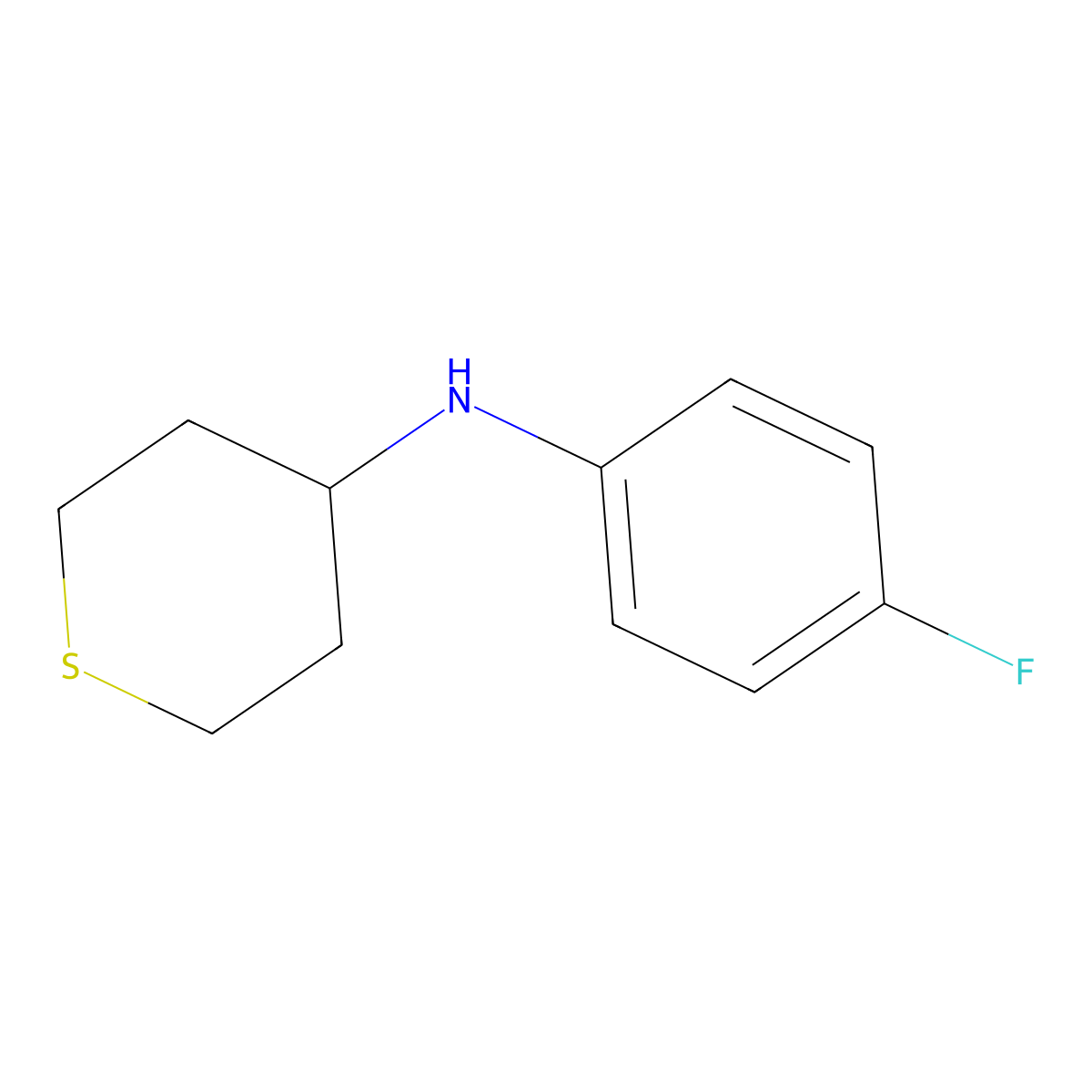 N-(4-fluorophenyl)thian-4-amine molecular structure, CAS 557799-26-5