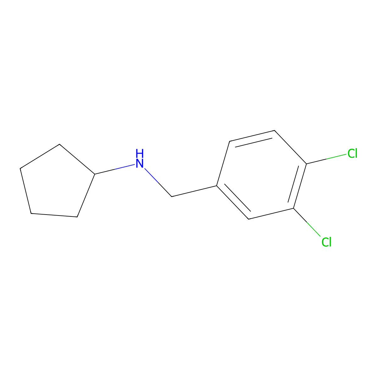 N-[(3,4-dichlorophenyl)methyl]cyclopentanamine molecular structure, CAS 557799-32-3