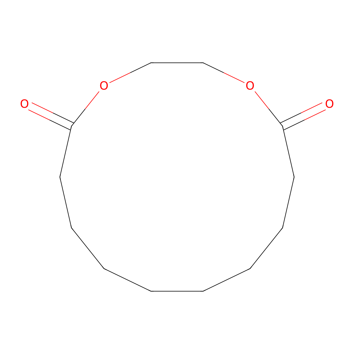 Ethylene sebacate molecular structure, CAS 5578-82-5