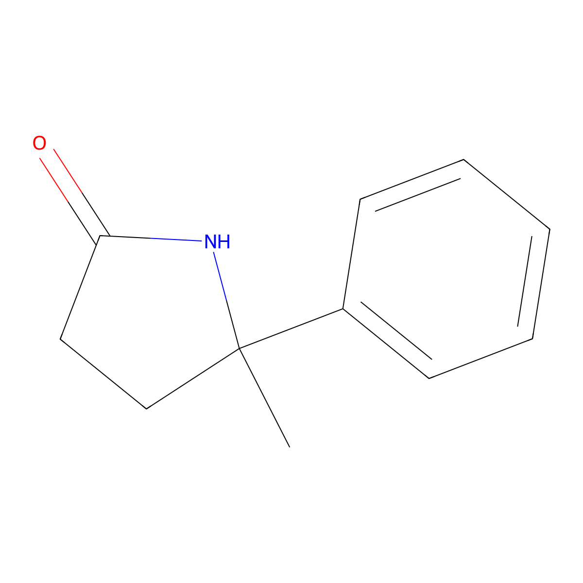 5-Methyl-5-phenyl-2-pyrrolidinone molecular structure, CAS 5578-98-3