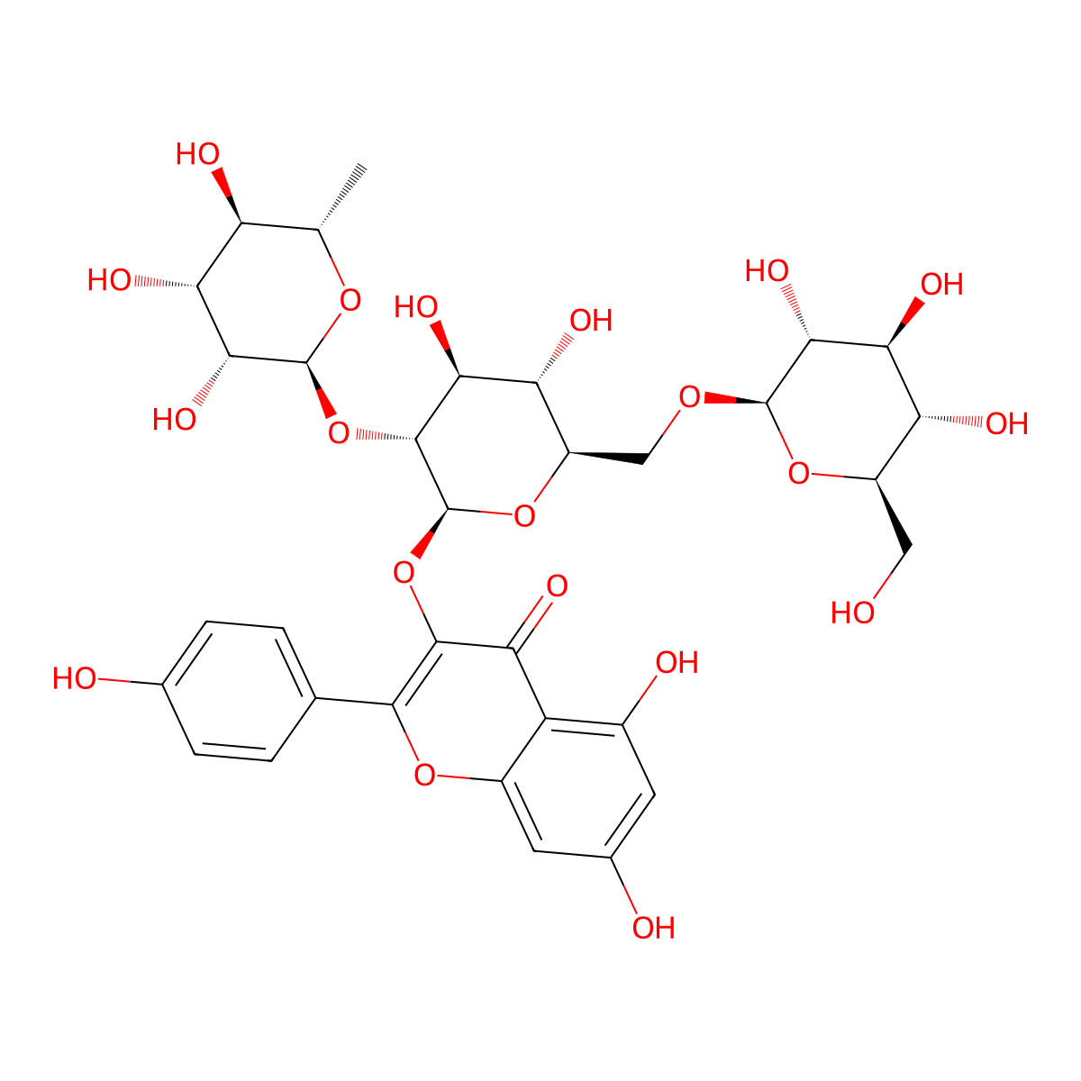 Kaempferol 3-(2G-rhamnosylgentiobioside) molecular structure, CAS 55780-30-8