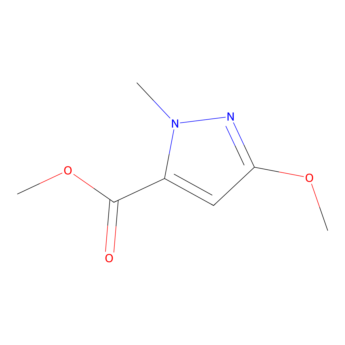 methyl 3-methoxy-1-methyl-1H-pyrazole-5-carboxylate molecular structure, CAS 55781-86-7