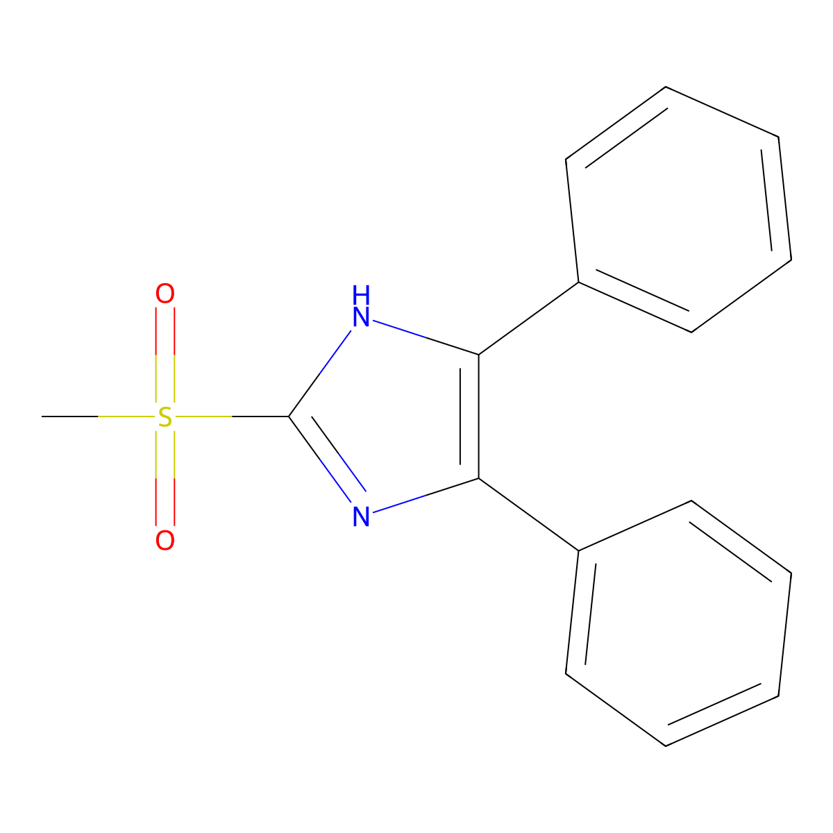 2-(methylsulfonyl)-4,5-diphenyl-1H-imidazole molecular structure, CAS 55782-85-9