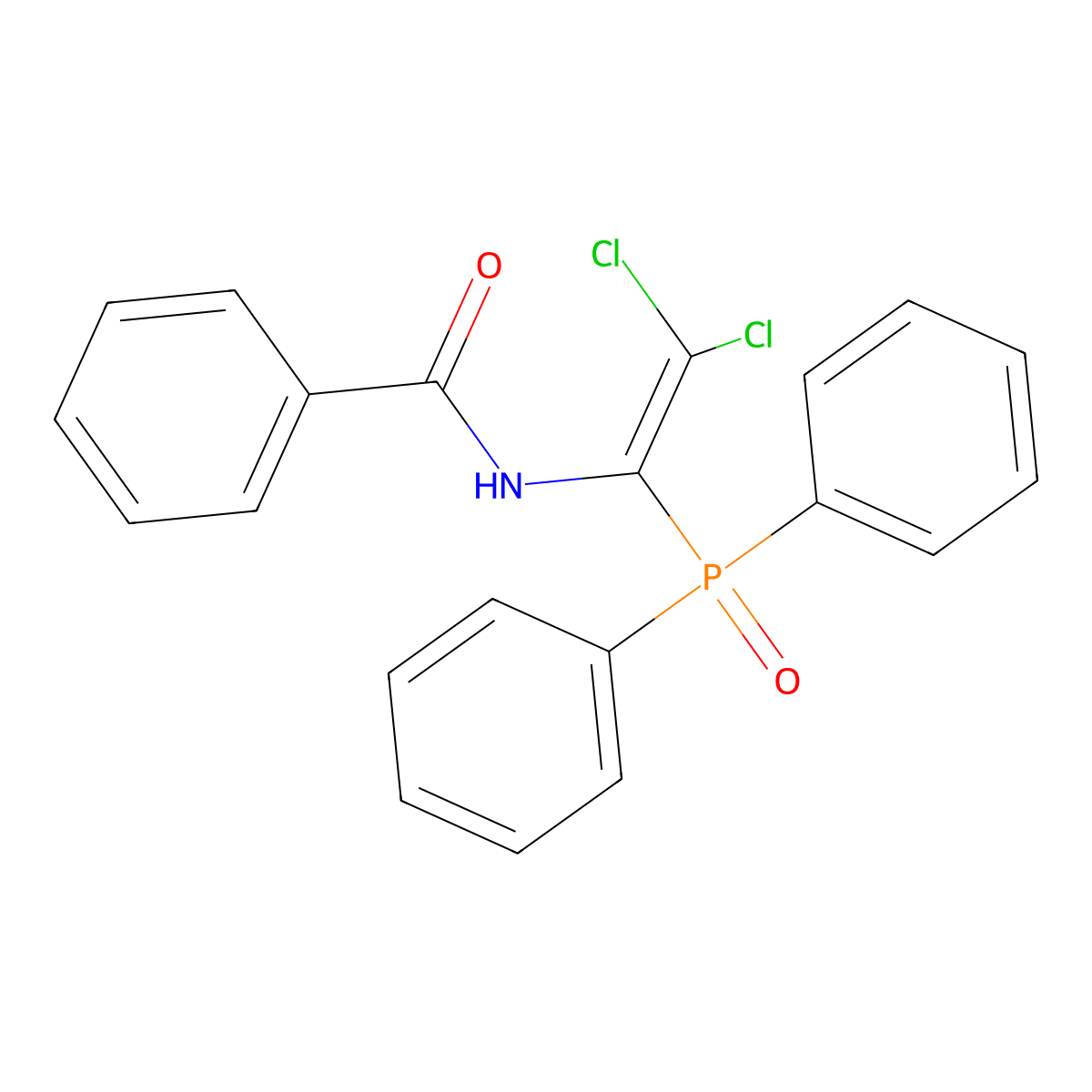 N-(2,2-Dichloro-1-(diphenyl-phosphinoyl)-vinyl)-benzamide molecular structure, CAS 55785-68-7