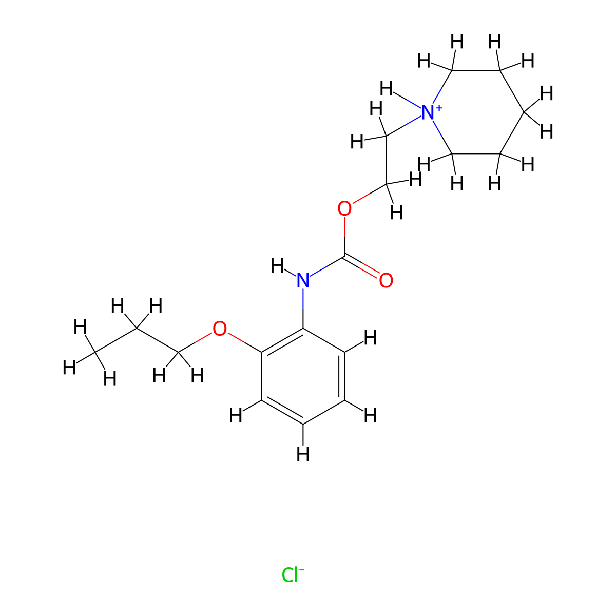 Carbamic acid, (2-propoxyphenyl)-, 2-(1-piperidinyl)ethyl ester, monohydrochloride molecular structure, CAS 55792-11-5