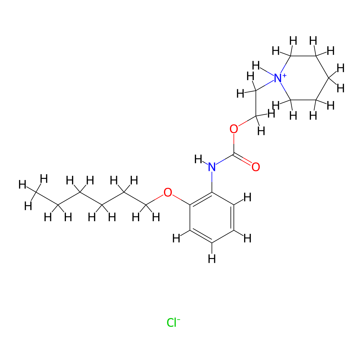 Carbamic acid, (2-(hexyloxy)phenyl)-, 2-(1-piperidinyl)ethyl ester, monohydrochloride molecular structure, CAS 55792-18-2