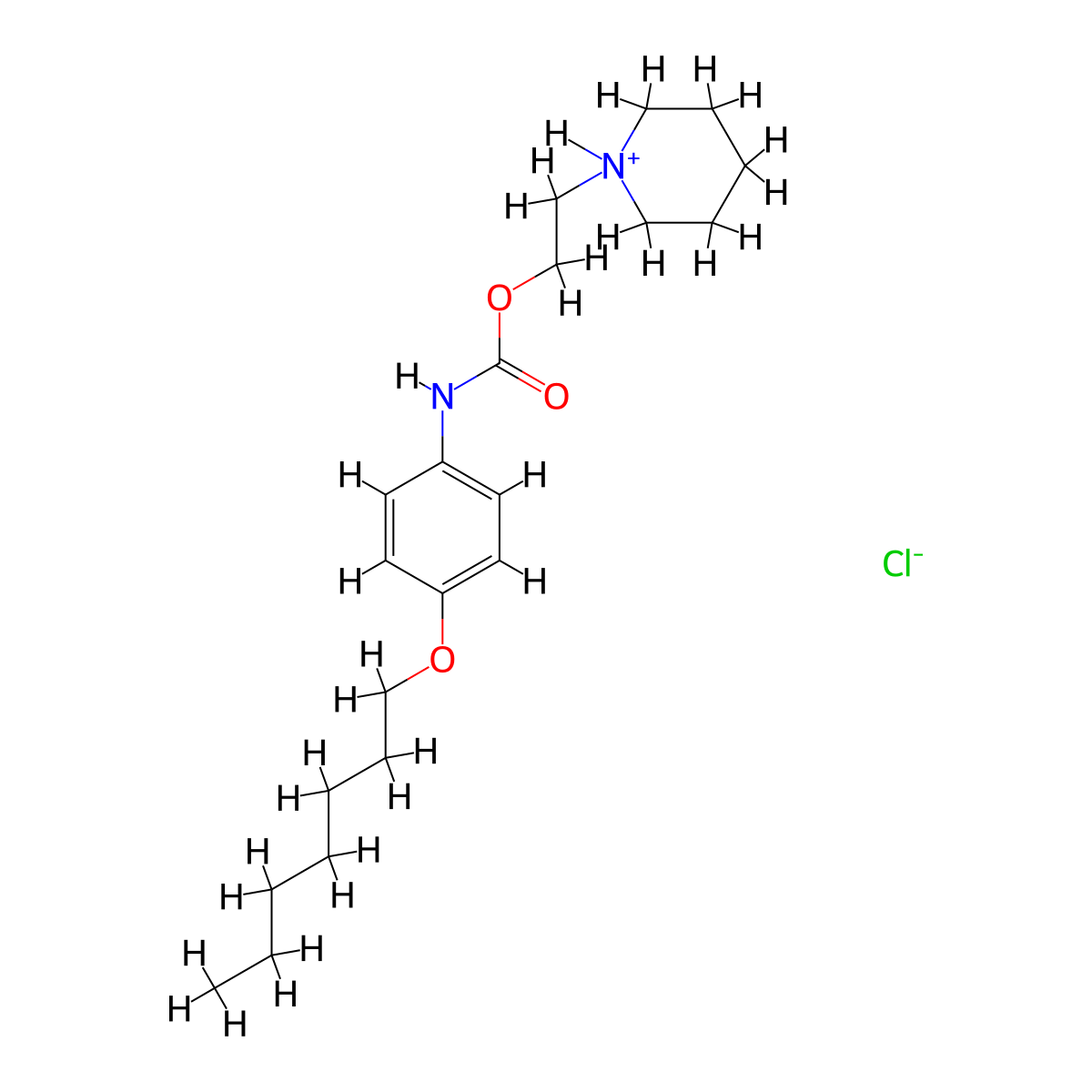 Carbanilic acid, p-heptyloxy-, 2-piperidinoethyl ester, hydrochloride molecular structure, CAS 55792-23-9
