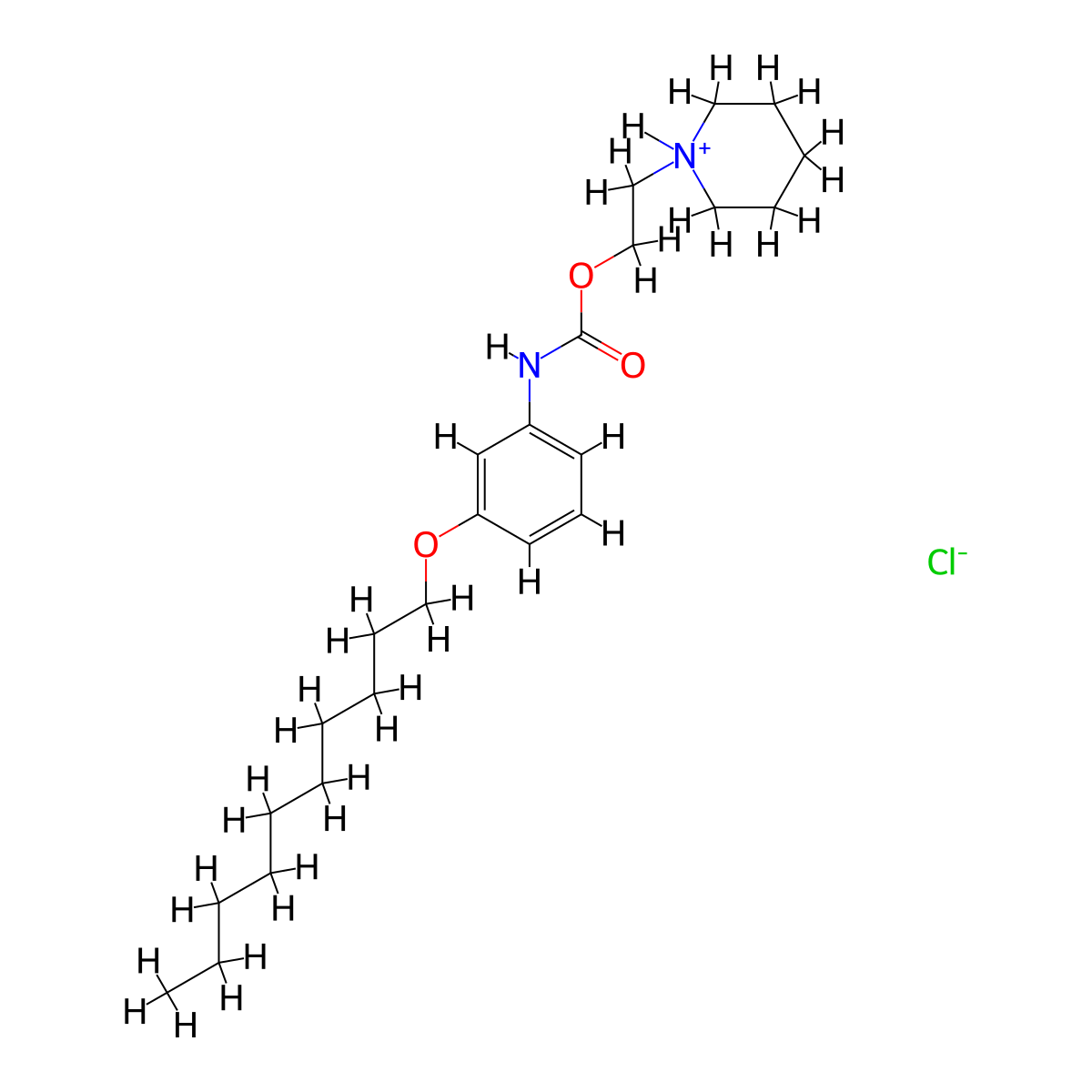 Carbamic acid, (3-(decyloxy)phenyl)-, 2-(1-piperidinyl)ethyl ester, monohydrochloride molecular structure, CAS 55792-30-8
