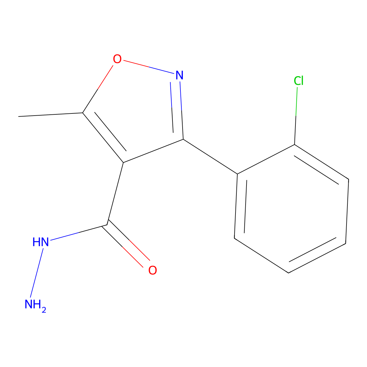 3-(2-Chlorophenyl)-5-methyl-1,2-oxazole-4-carbohydrazide molecular structure, CAS 55793-47-0