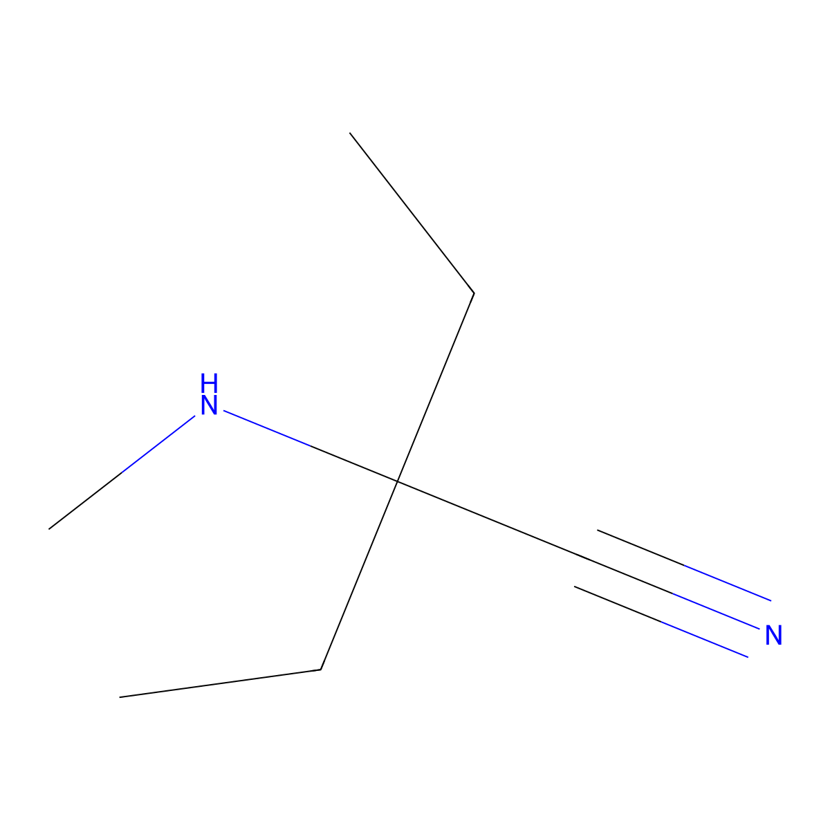 2-Ethyl-2-(methylamino)butanenitrile molecular structure, CAS 55793-67-4