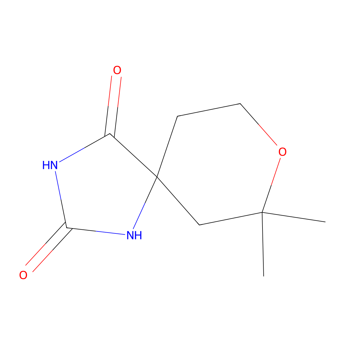 7,7-Dimethyl-8-oxa-1,3-diazaspiro[4.5]decane-2,4-dione molecular structure, CAS 55795-79-4