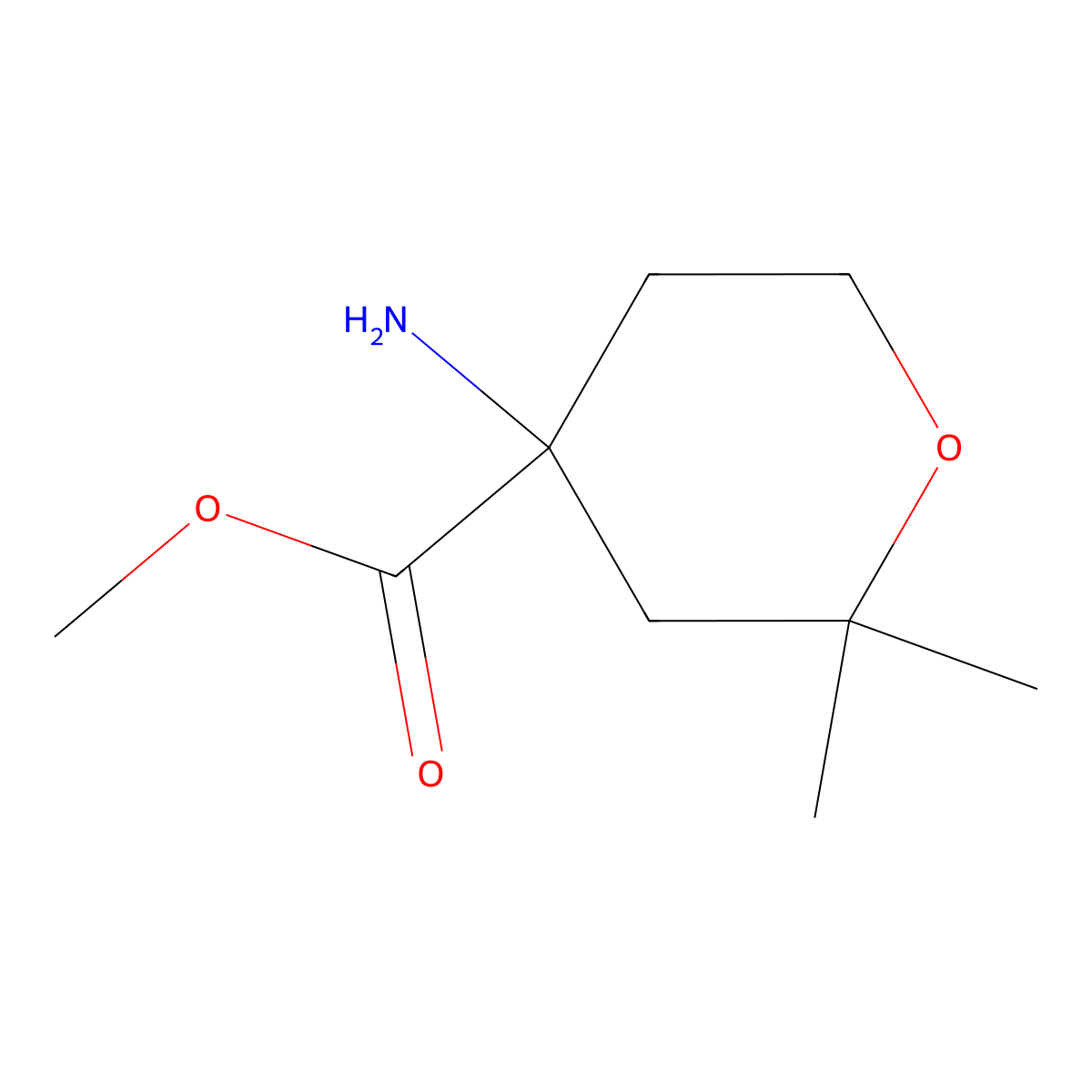 Methyl 4-amino-2,2-dimethyloxane-4-carboxylate molecular structure, CAS 55795-83-0
