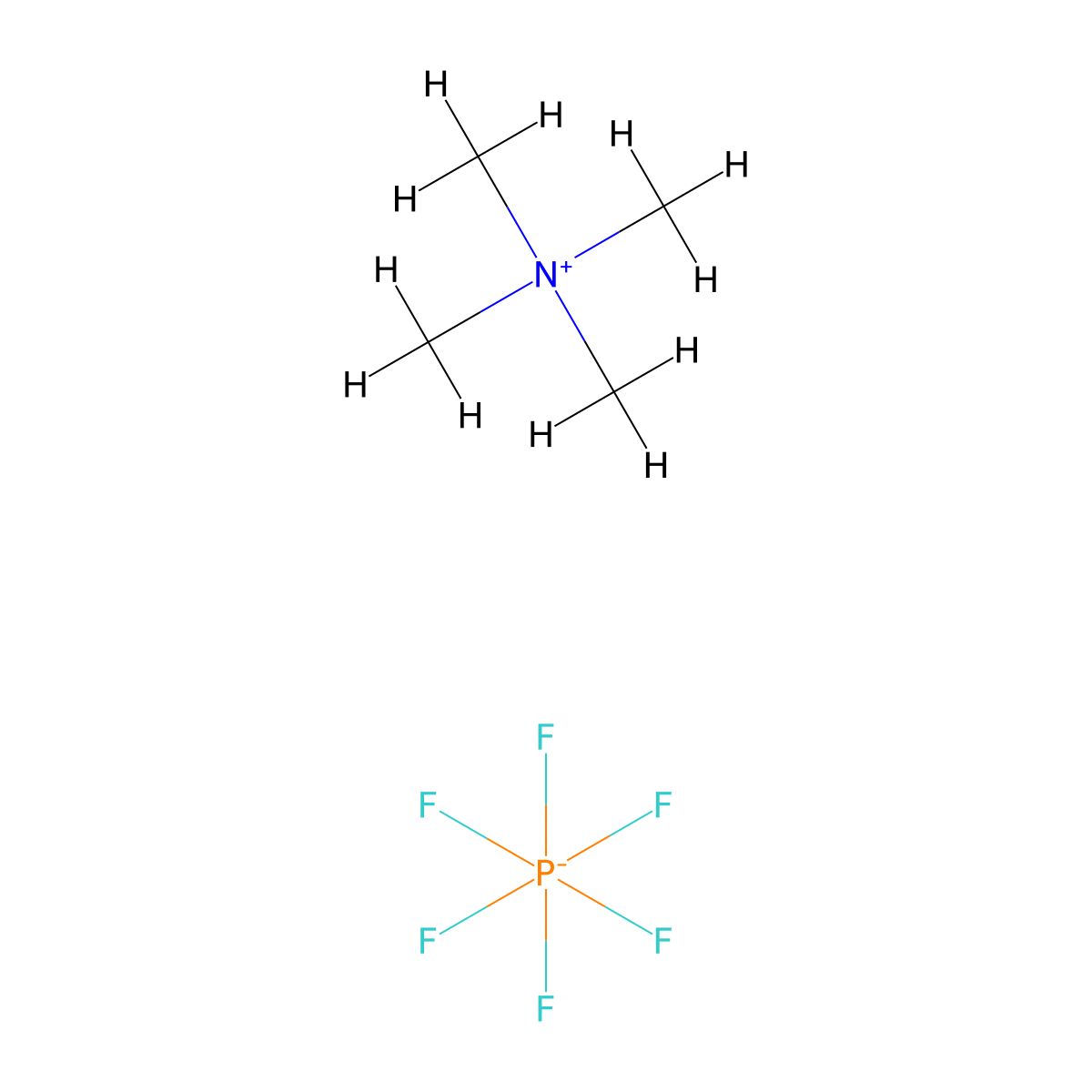 Tetramethylammonium hexafluorophosphate molecular structure, CAS 558-32-7