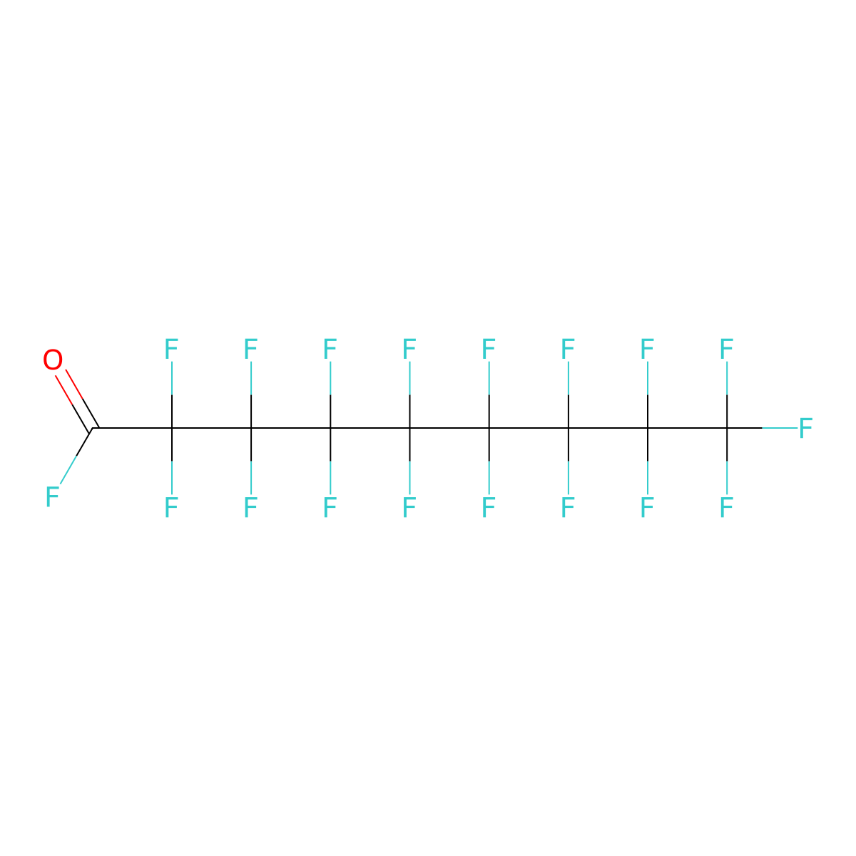 Perfluorononanoyl fluoride molecular structure, CAS 558-95-2