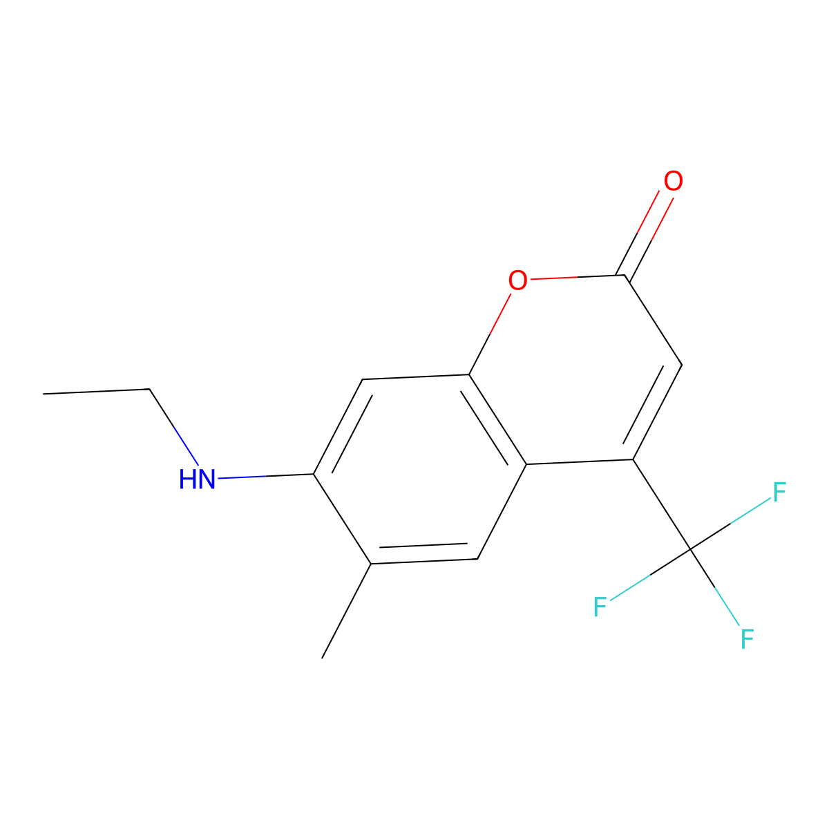 7-(Ethylamino)-6-methyl-4-(trifluoromethyl)coumarin molecular structure, CAS 55804-70-1