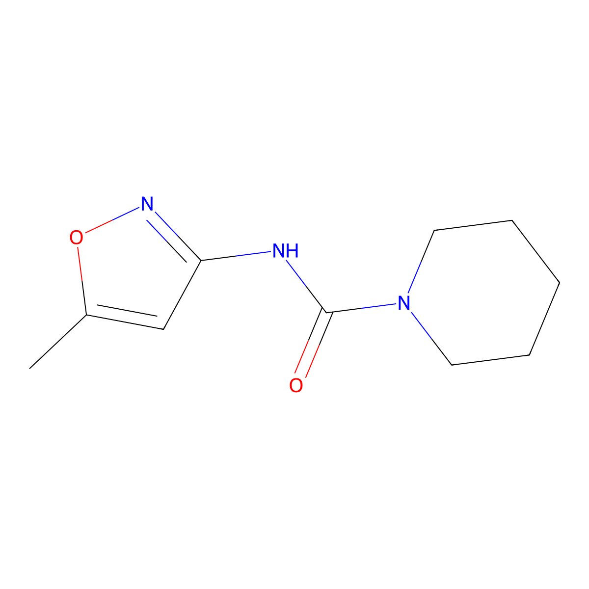 1-Piperidinecarboxamide, N-(5-methyl-3-isoxazolyl)- molecular structure, CAS 55808-53-2