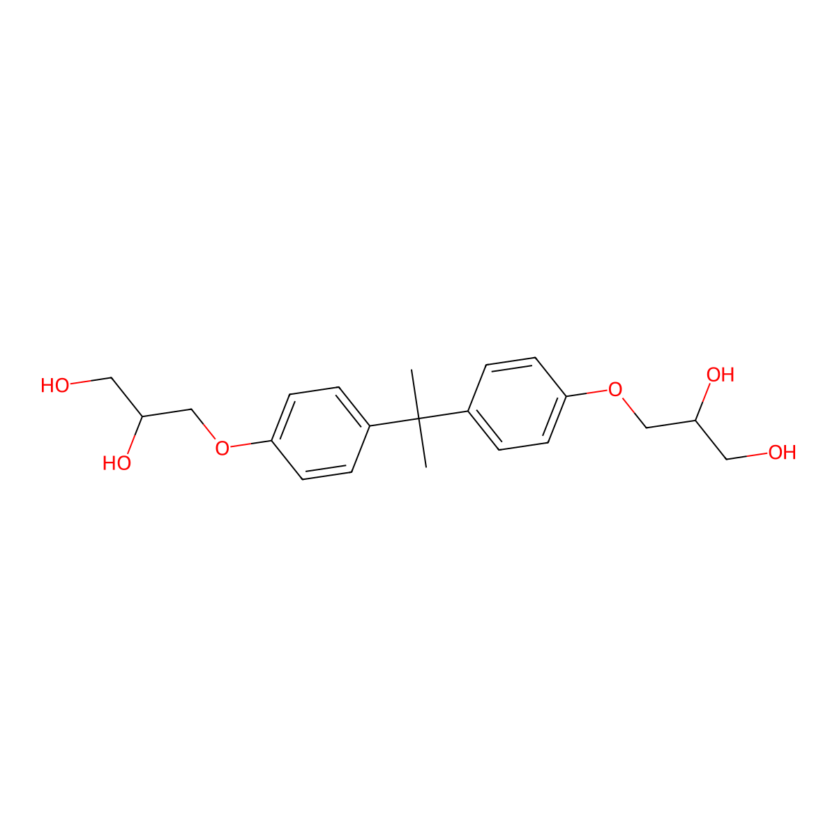 2,2-Bis(4-(2,3-dihydroxypropoxy)phenyl)propane molecular structure, CAS 5581-32-8