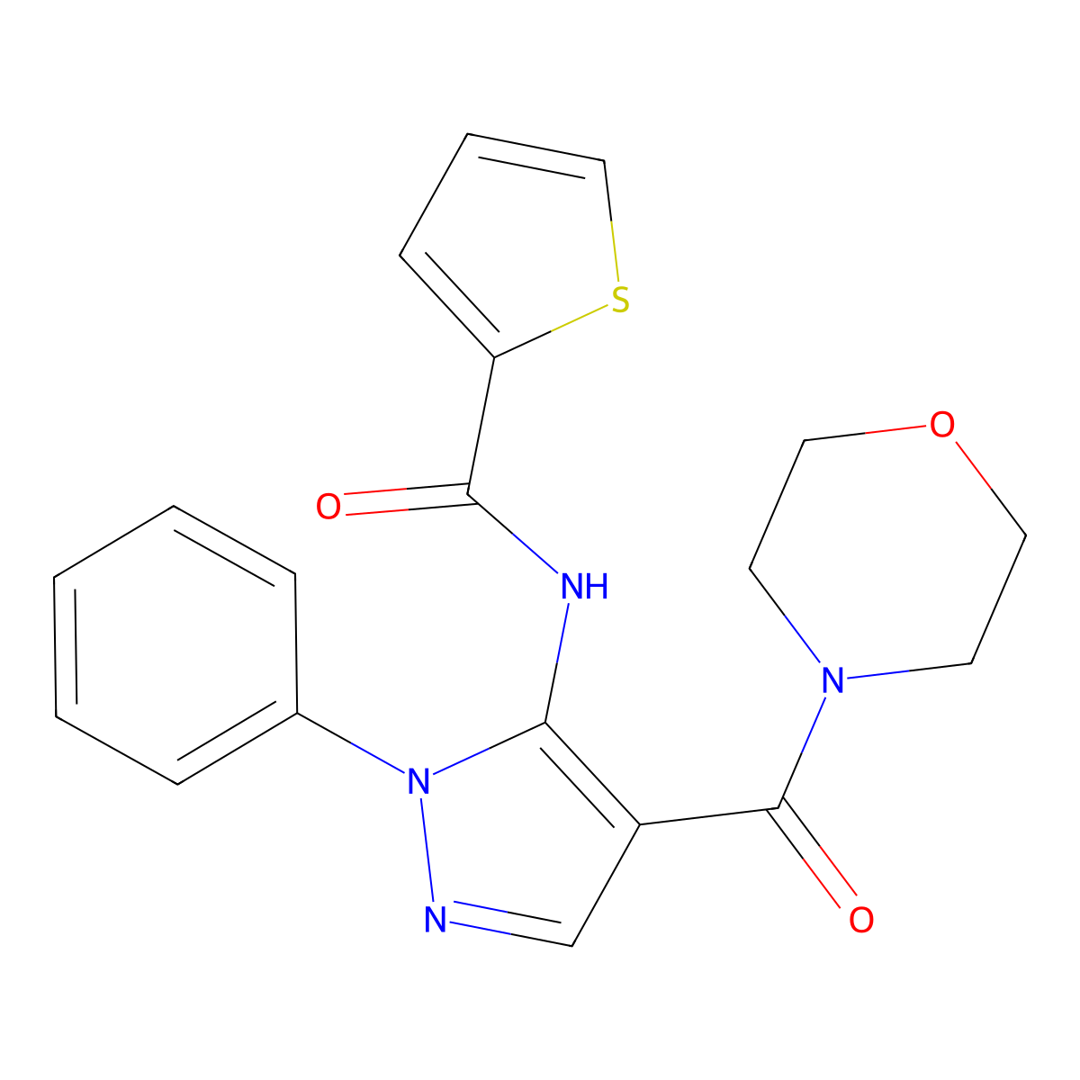 N-[4-(morpholine-4-carbonyl)-2-phenylpyrazol-3-yl]thiophene-2-carboxamide molecular structure, CAS 5581-58-8