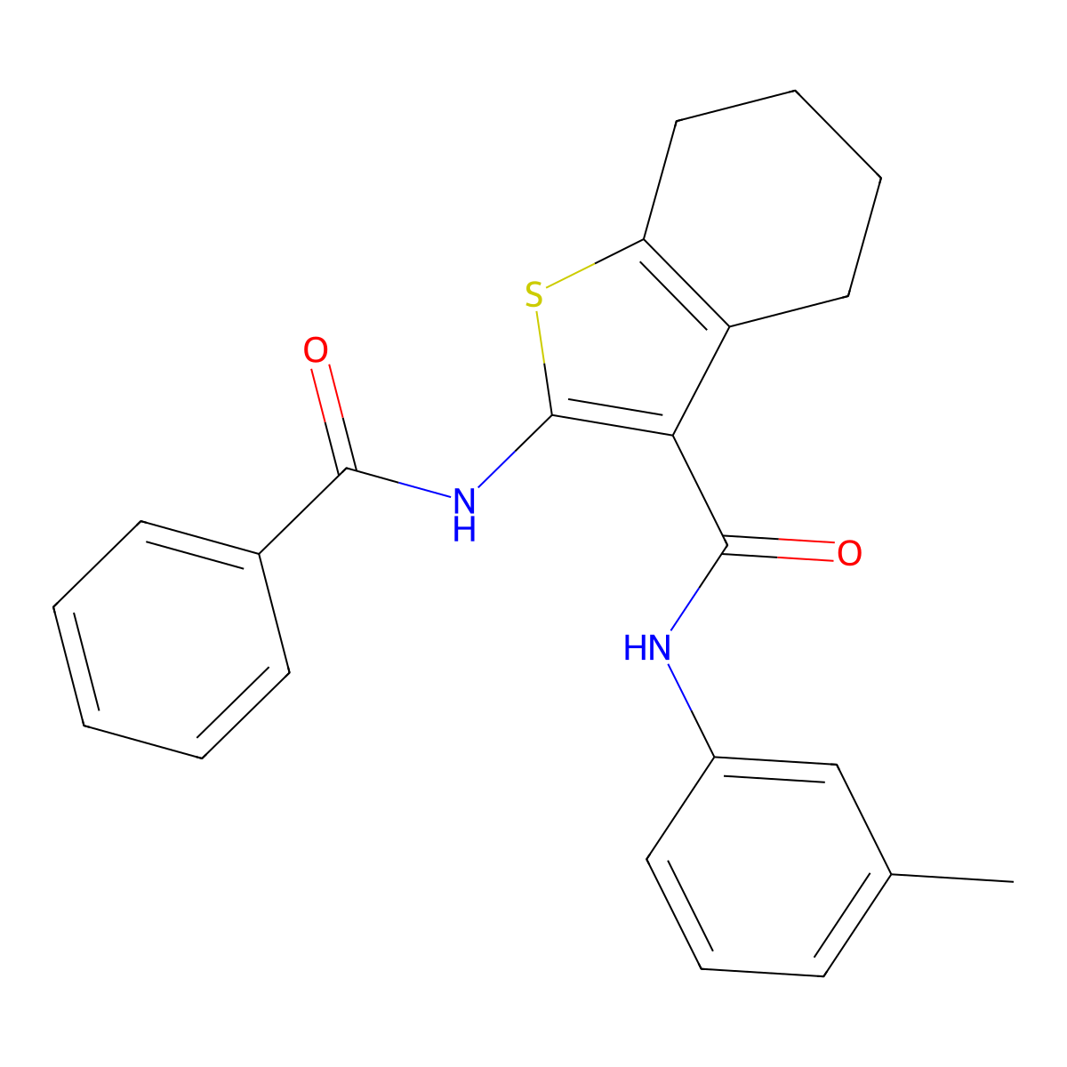 2-benzamido-N-(3-methylphenyl)-4,5,6,7-tetrahydro-1-benzothiophene-3-carboxamide molecular structure, CAS 5581-87-3