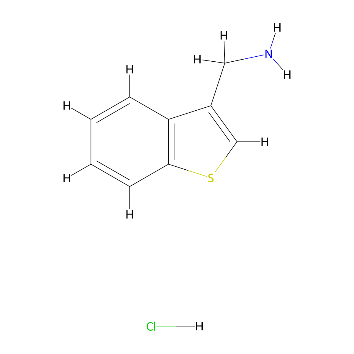 1-(1-Benzothiophen-3-yl)methanamine hydrochloride molecular structure, CAS 55810-74-7