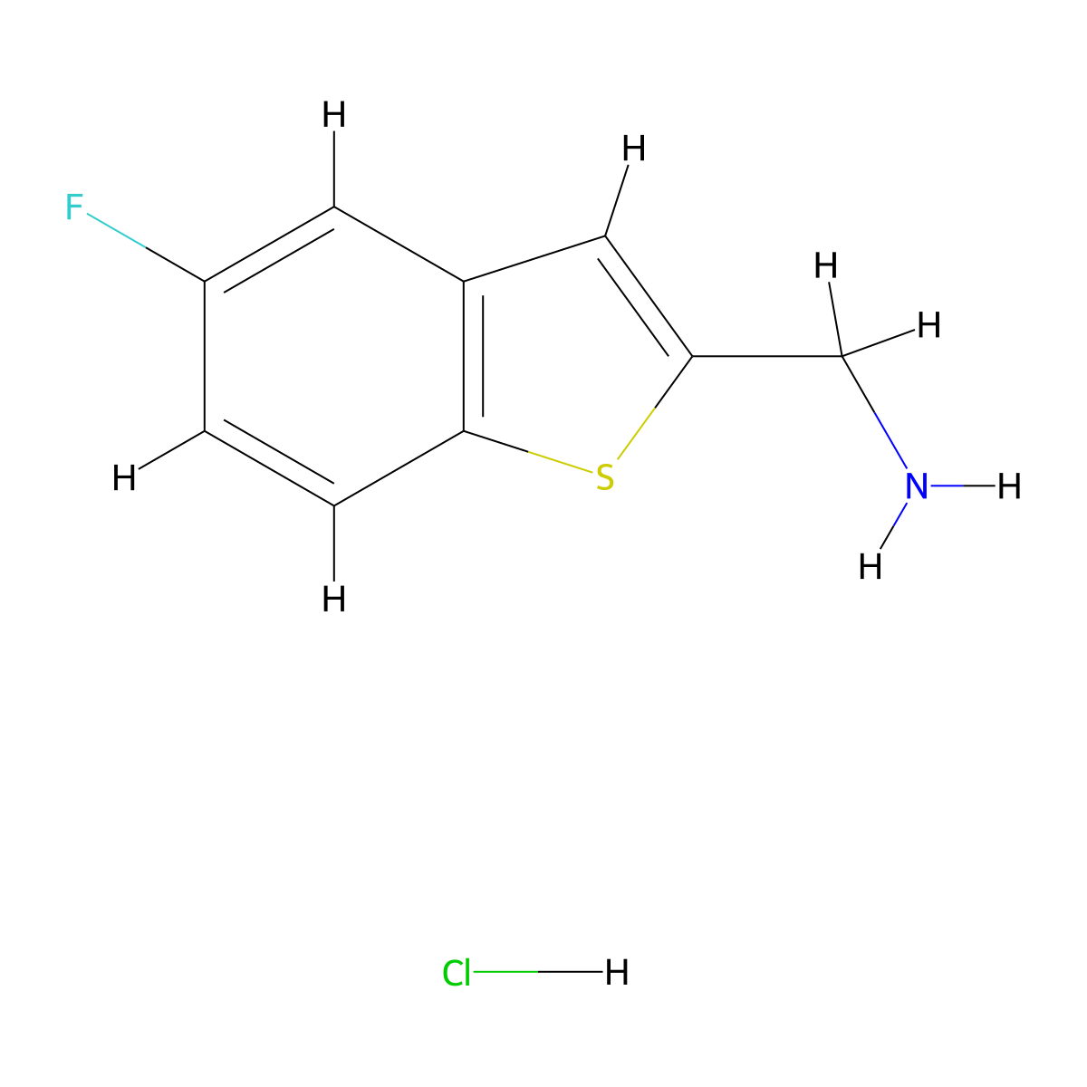 (5-Fluoro-1-benzothiophen-2-yl)methanamine hydrochloride molecular structure, CAS 55810-76-9