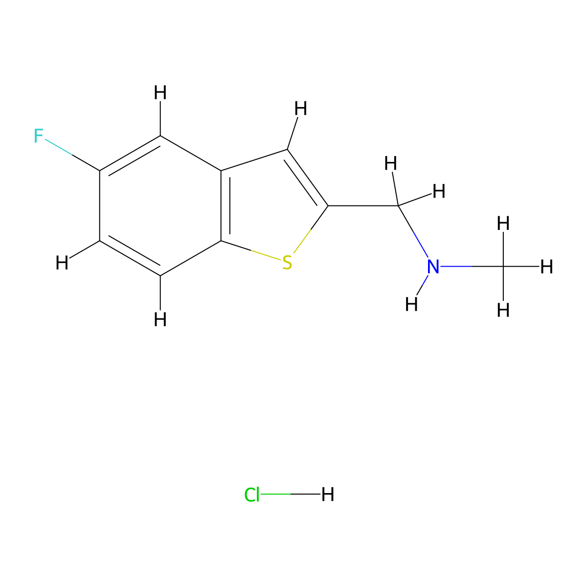 [(5-Fluoro-1-benzothiophen-2-yl)methyl](methyl)amine hydrochloride molecular structure, CAS 55810-77-0