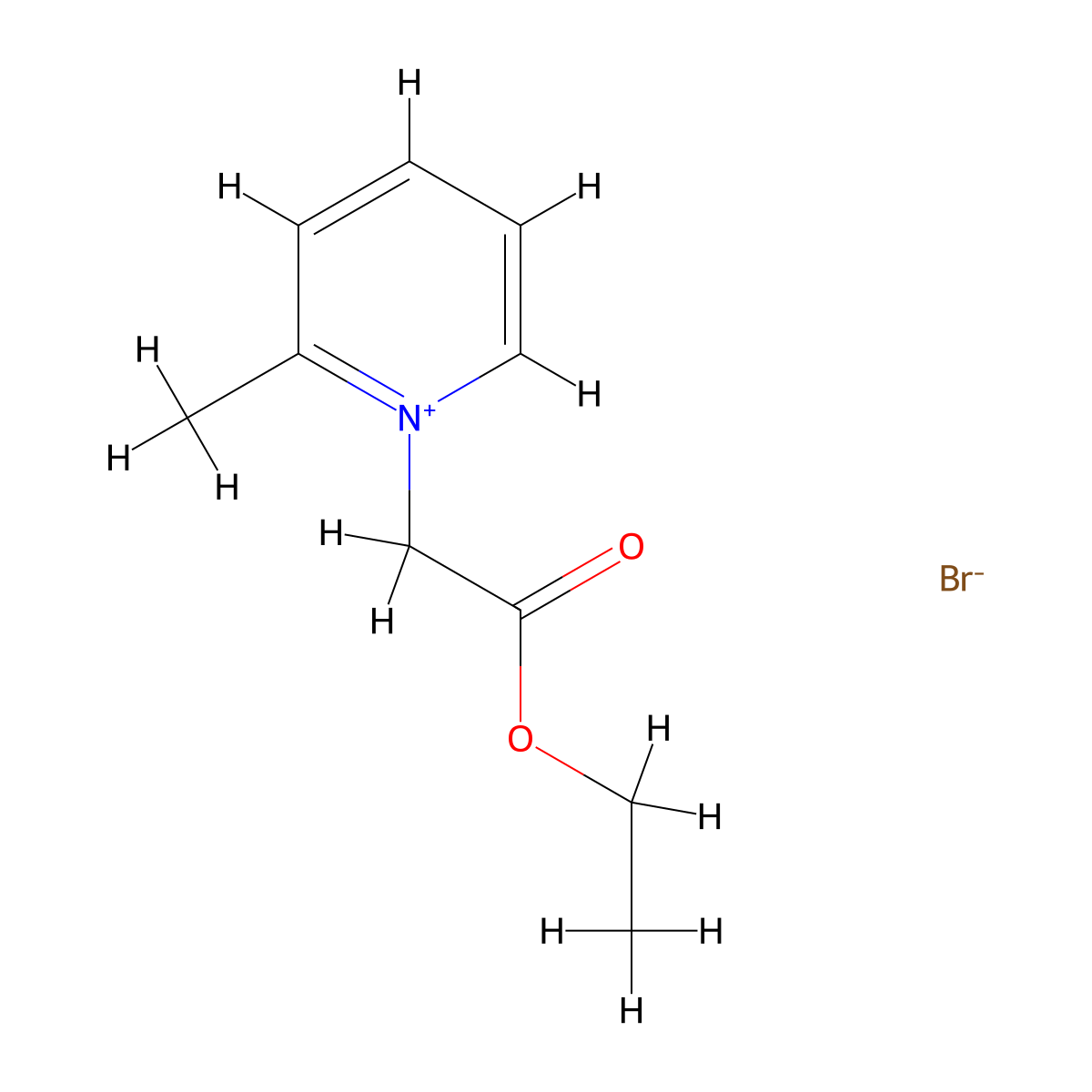 Pyridinium, 1-(2-ethoxy-2-oxoethyl)-2-methyl-, bromide (1:1) molecular structure, CAS 55814-02-3