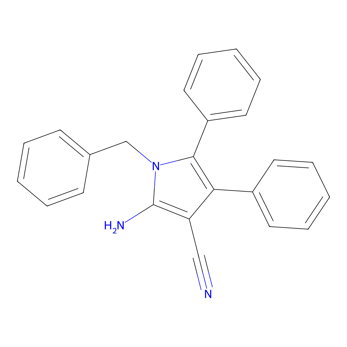 2-amino-1-benzyl-4,5-diphenyl-1H-pyrrole-3-carbonitrile molecular structure, CAS 55817-67-9