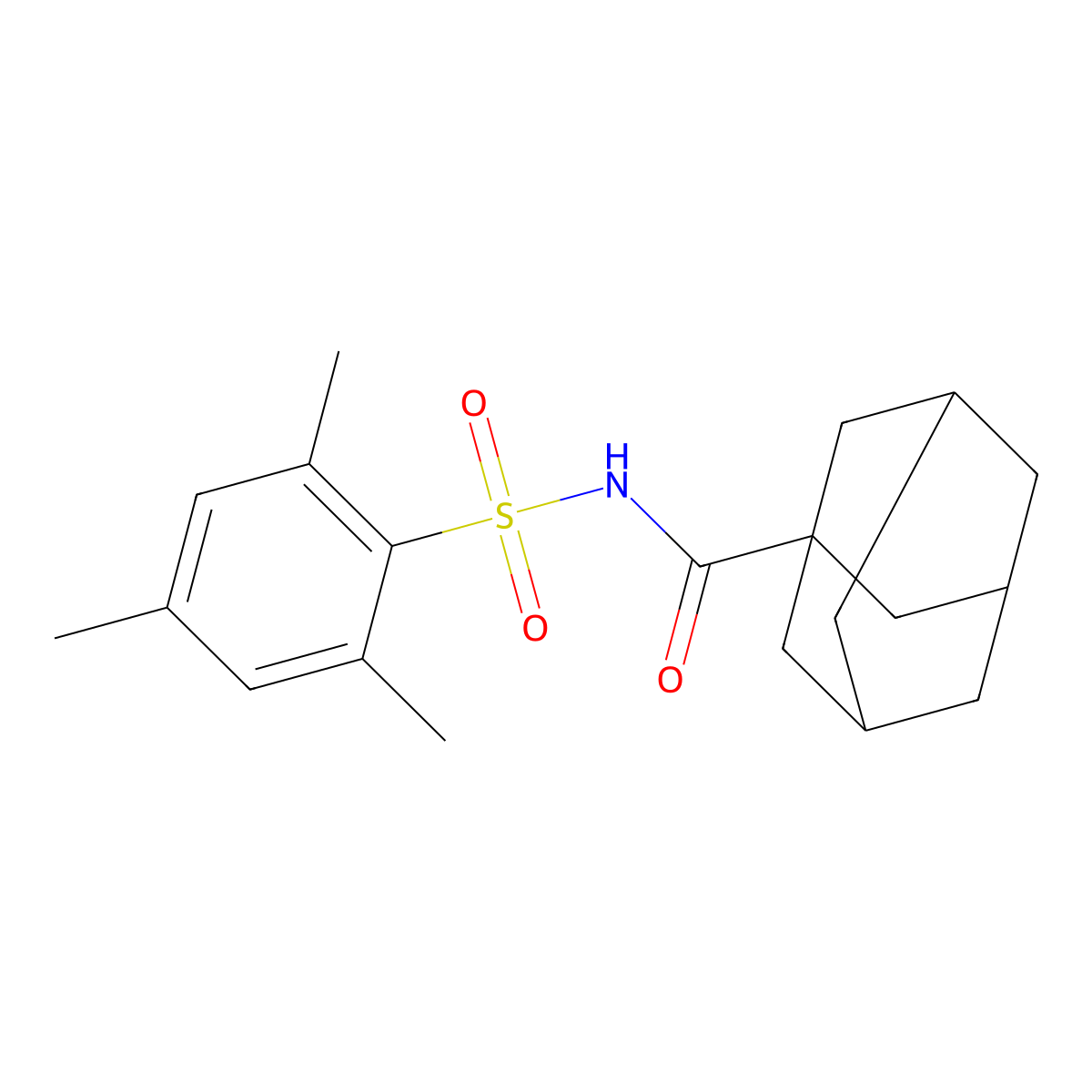 N-(2,4,6-trimethylphenyl)sulfonyladamantane-1-carboxamide molecular structure, CAS 5582-59-2