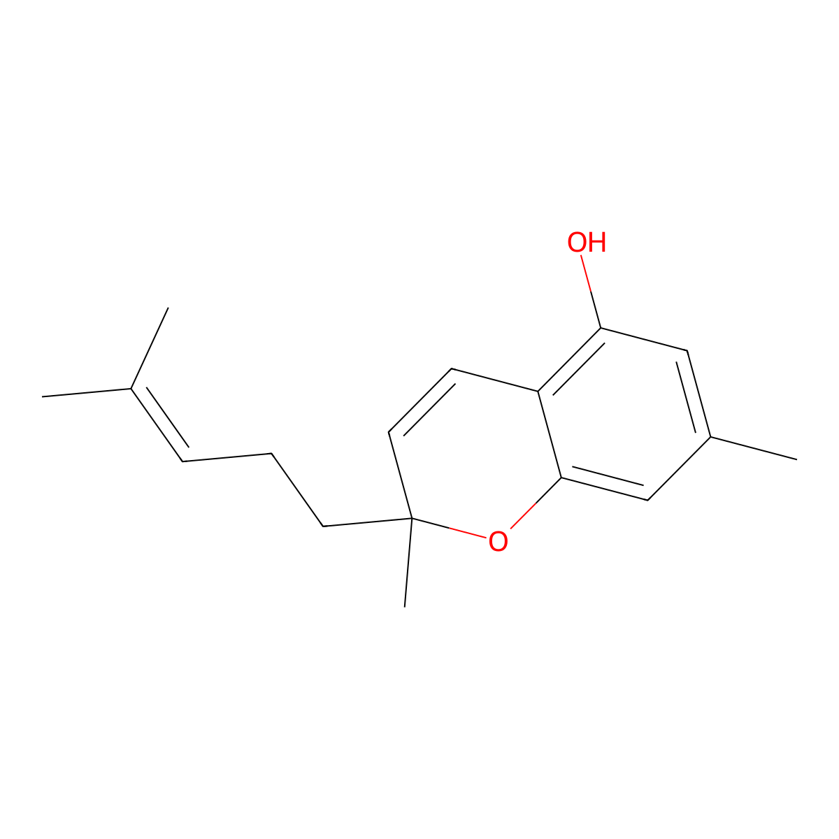 2,7-Dimethyl-2-(4-methyl-3-penten-1-yl)-2H-1-benzopyran-5-ol molecular structure, CAS 55824-09-4